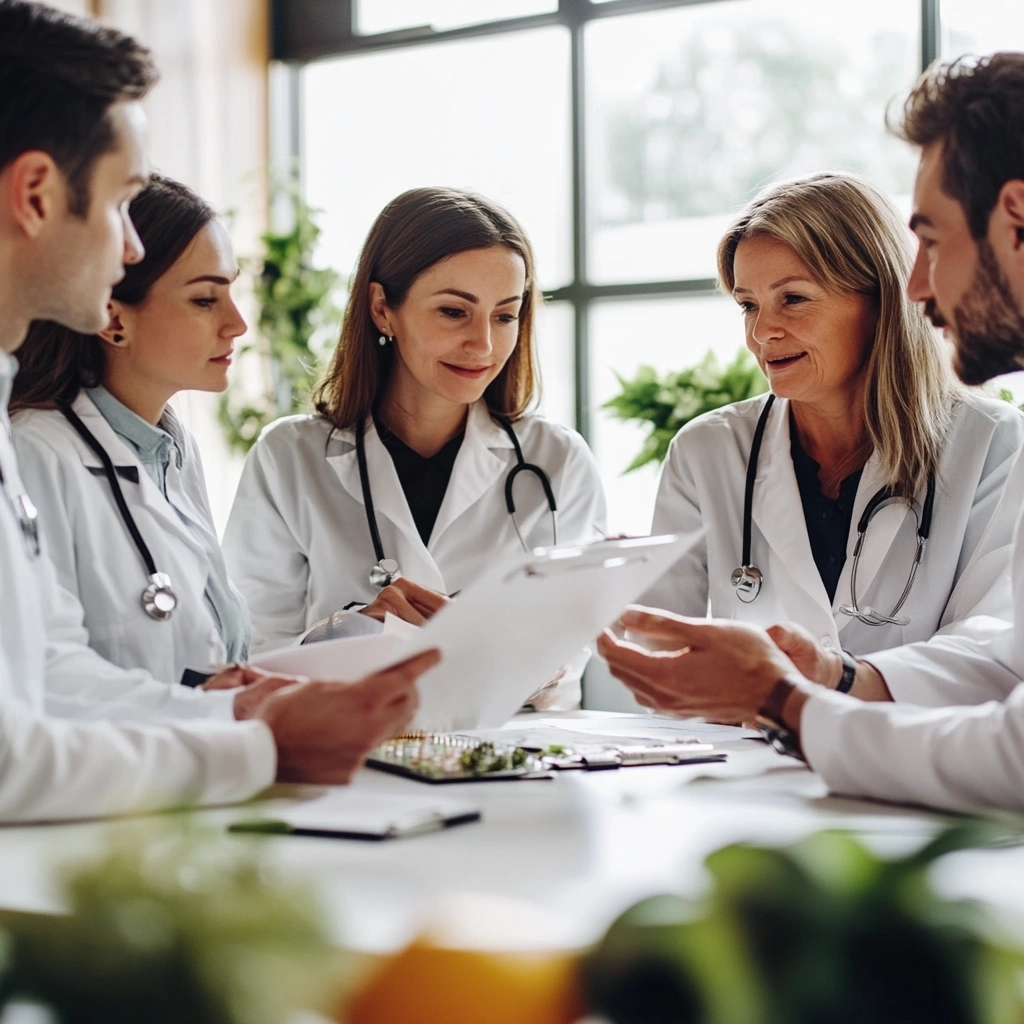 Команда дієтологів skolderine обговорює план харчування