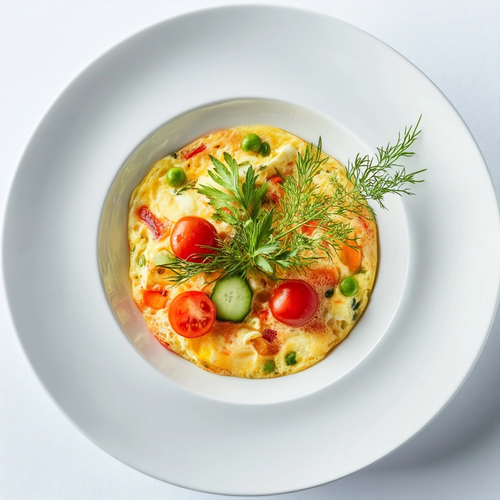 Збалансований сніданок з омлетом і свіжими овочами