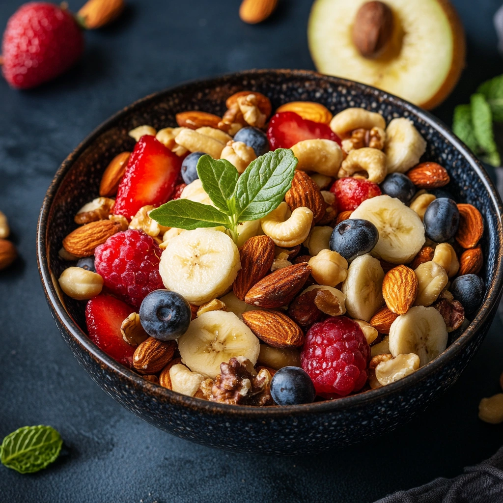 Корисний перекус з горіхами та фруктами